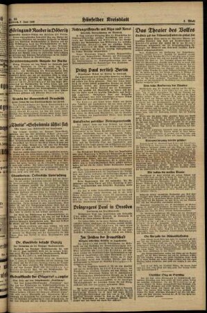 Zweite Ausgabe vom Mittwoch, den 07. Juni 1939.