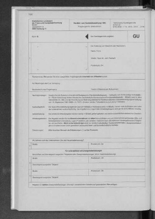 Muster der Fragebogen Handels- und Gaststättenzählung 1985