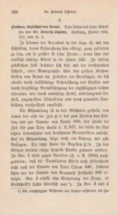 336-339 [Rezension] Schroers, Heinrich, Hinkmar Erzbischof von Reims