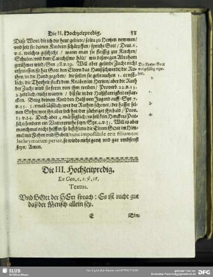 Die III. Hochzeitpredig. Ex Gen.c.2.v.18