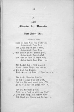3. Dem Altvater der Veronica. Vom Jahre 1844.
