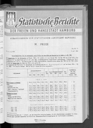 Preisindexziffern für den Wohnungsbau sowie Preise für Baustoffe und Bauarbeiten in Hamburg im Mai 1963 : Lfd. Nr. 21