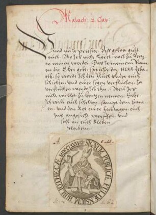 Malach. 2. Cap. [Drohwort gegen die Priester].