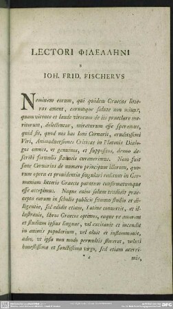 Lectori Philellēni S Ioh. Frid. Fischerus