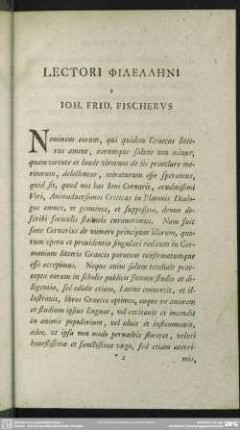 Lectori Philellēni S Ioh. Frid. Fischerus