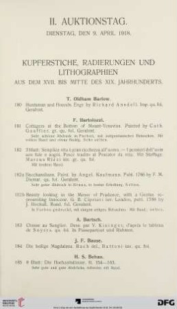 Kupferstiche, Radierungen und Lithographien aus dem XVII. bis Mitte des XIX. Jahrhunderts (Nr. 180-312)
