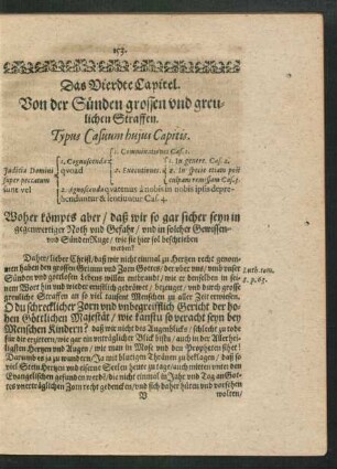Das Vierdte Capitel. Von der Sünden grossen und greulichen Straffen.