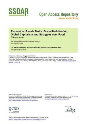 Rezension: Renata Motta: Social Mobilization, Global Capitalism and Struggles over Food