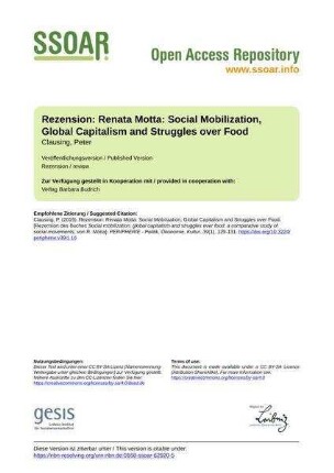 Rezension: Renata Motta: Social Mobilization, Global Capitalism and Struggles over Food