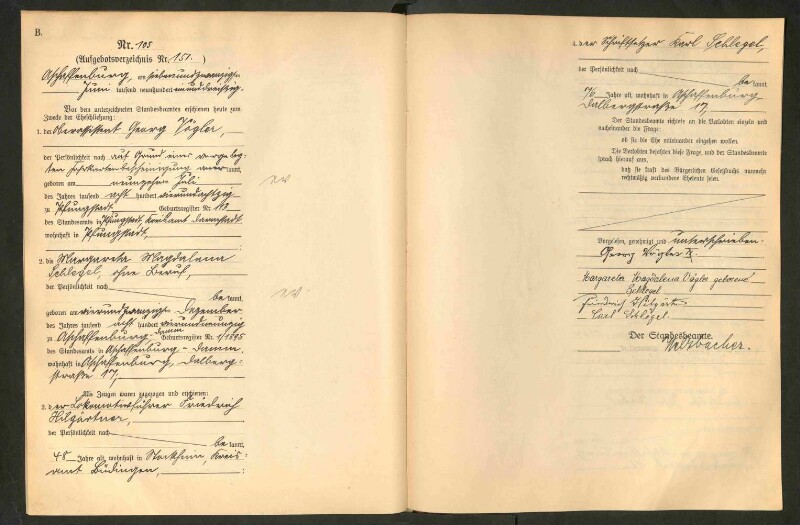 Standesamtsbuch der Stadt Aschaffenburg: Eheschließungen 252/1930 - 130/1931