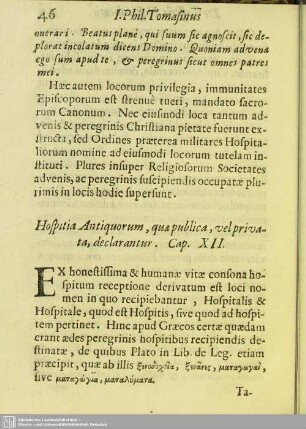Cap. XII. Hospitia Antiquorum, quepublica, velprivata, declarantur