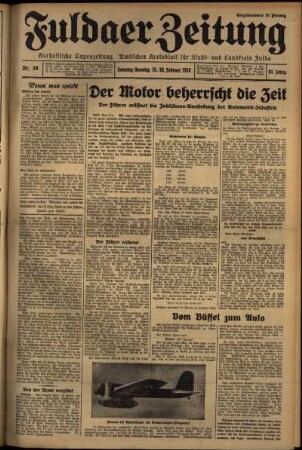 Erste Ausgabe vom Sonntag, den 16. Februar 1936.
