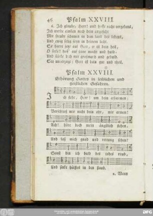 Psalm XXVIII. Erhörung Gottes in leiblichen und geistlichen Gefahren.