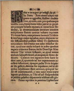 Casparis Sagittarii Epistola ad Georgium Iacobum Mellinum, doctissimum huius dissertationis auctorem