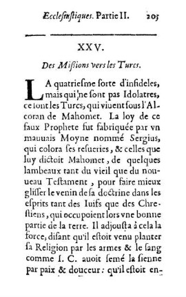 XXV. Des Mißions vers les Turcs