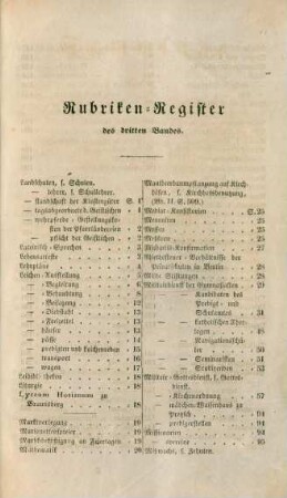 Rubriken-Register des dritten Bandes.