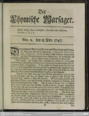 No. 2. den 18 Nov. 1747