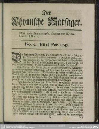 No. 2. den 18 Nov. 1747