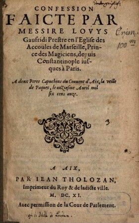 Confession faicte par Messire Louys Gaufridi