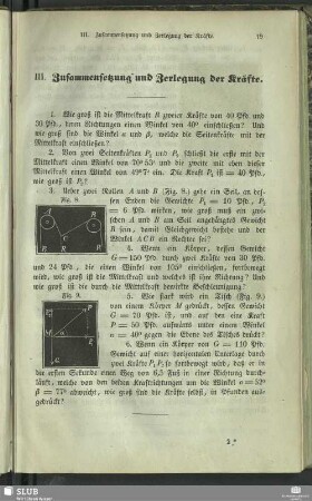 III. Zusammensetzung und Zerlegung der Kräfte
