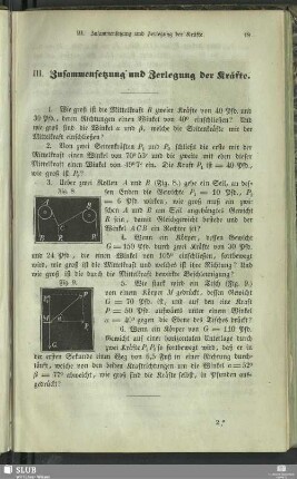 III. Zusammensetzung und Zerlegung der Kräfte