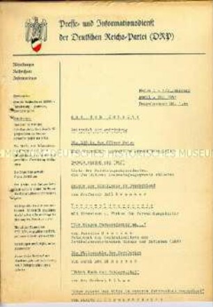 Presse- und Informationsdienst der Deutschen Reichspartei (DRP)