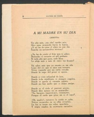 A mi madre en su día : (Inédita)