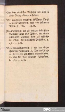 Von diesem nämlichen Verfasser sind auch in dieser Buchhandlung zu haben: