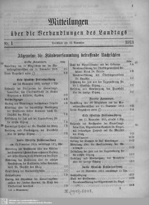 Allgemeine die Ständeversammlung betreffende Nachrichten