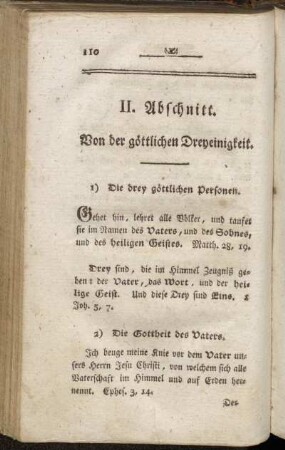 II. Abschnitt. Von der göttlichen Dreyeinigkeit
