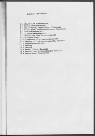 Lesesaal-Systematik
