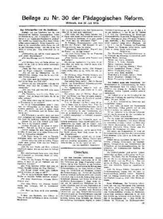 Umschau : Beilage zu Nr. 30 der Pädagogischen Reform