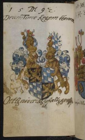 Wappen: Pfalzgraf Ott Heinrich (von Pfalz-Zweibrücken-Sulzbach) (1556-1604), Eintrag 1592.