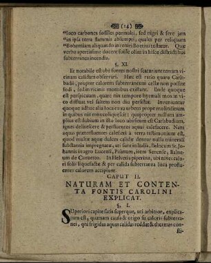 Caput II. Naturam Et Contenta Fontis Caroliniexplicat.