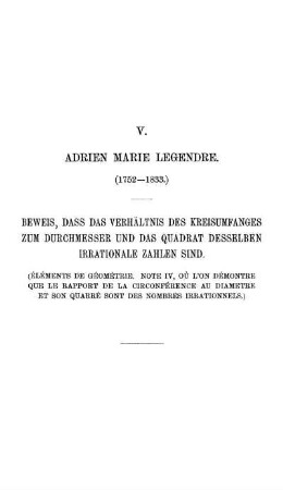V. Adrien Marie Legendre.