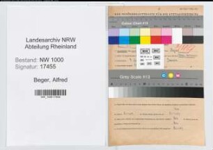 Entnazifizierung Alfred Beger, geb. 07.07.1911 (Kaufm.Angest.)