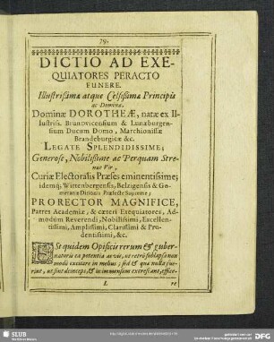 Dictio Ad Exequiatores Peracto Funere
