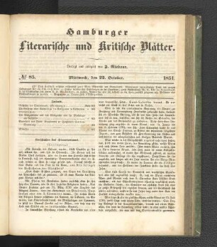 No. 85. 22. Oktober 1851