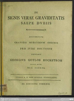 De Signis Verae Graviditatis Saepe Dubiis