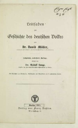Leitfaden zur Geschichte des deutschen Volkes