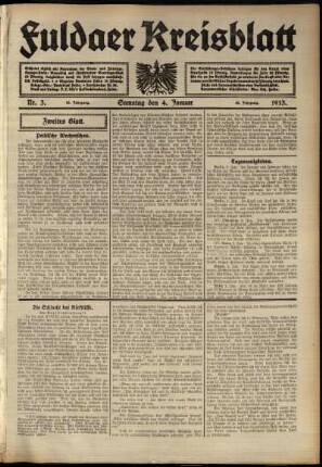Zweite Ausgabe vom Samstag, den 04. Januar 1913.