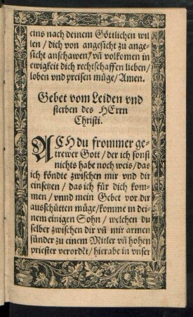 Gebet vom Leiden und sterben des Herrn Christi.