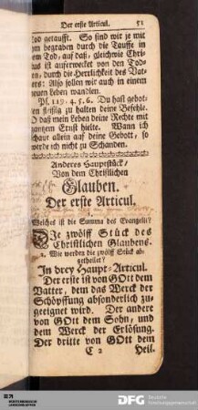Anderes Hauptstück des Catechismi. Von dem Christlichen Glauben.