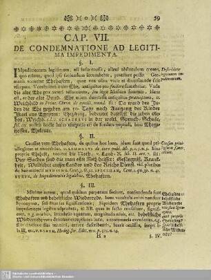 Cap. VII. De Condemnatione Ad Legitima Impedimenta
