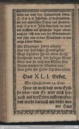 Das XLI. Gebet