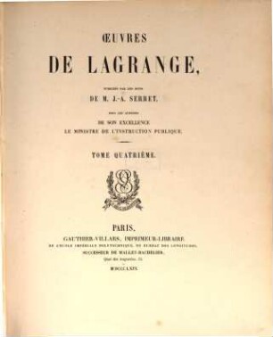 Œuvres de Lagrange. 4