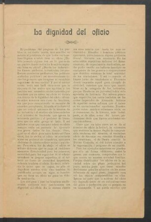 La dignidad del oficio