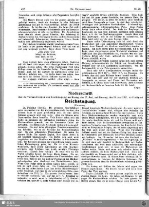 Niederschrift über die Verhandlungen der Reichstagung am Montag, den 27. Juni, und Dienstag, den 28. Juni 1921, zu Stuttgart. Reichstagung (Fortsetzung)