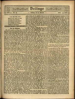 Zweite Ausgabe vom Sonntag, den 31. Oktober 1920.