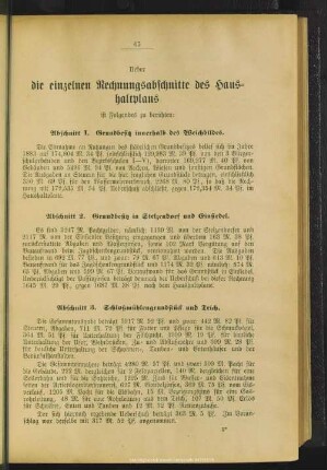 Die einzelnen Rechnungsabschnitte des Haushaltplans